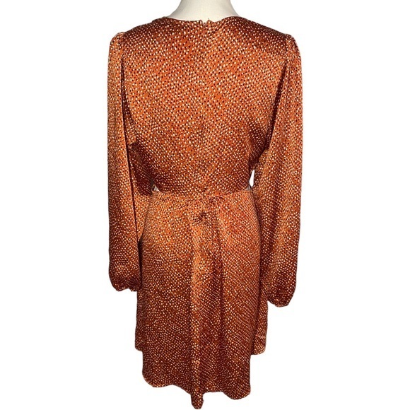 Mittoshop Womens‎ Size M Satin Cut-Out Dot Printed Mini Dress Ring Long Sleeve - Picture 8 of 13